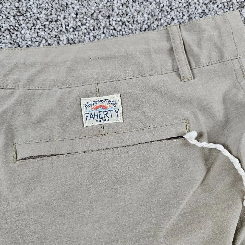 Faherty Shorts Mens 42 Khaki Stretch Performance All Day Chino Hiking Camping